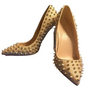 Stilettos – Size 38 VEOWALK Gold Sparkle & Spike 6” Heels
